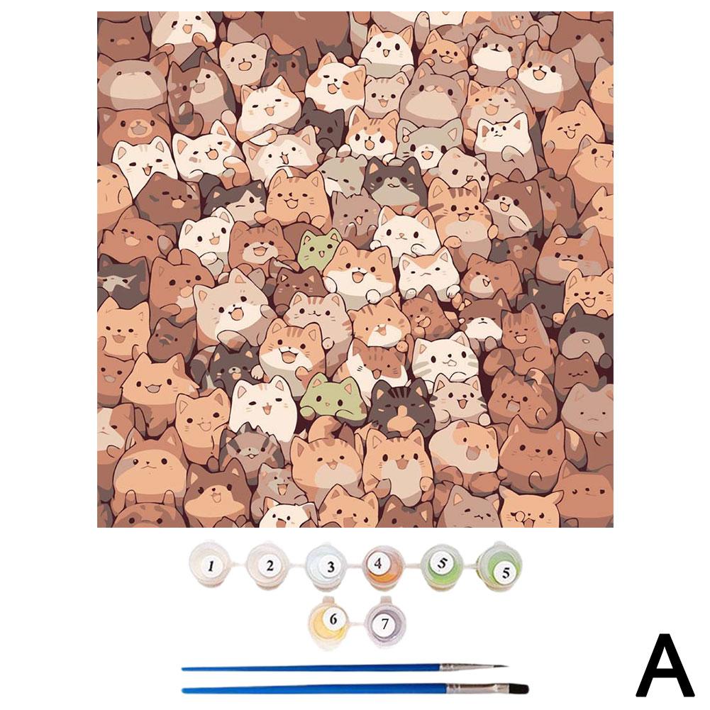 Creative Cute DIY Digital Oil Painting Cat Puppy Hand-painted Filled Oil Painting Patience And Concentration Training Home Decor