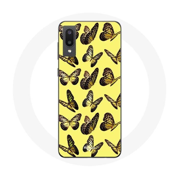 Coque - Samsung - Galaxy A02 - Papillons - Jaune - Souple