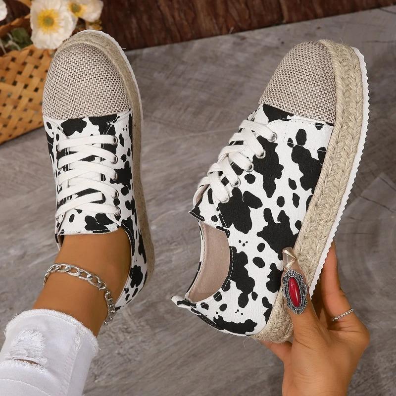 Женские леопардовые парусиновые туфли на платформе кроссовки на шнуровке в стиле ретро обувь для ходьбы на открытом воздухе вулканизированная обувь Tenis Zapatos De Mujer