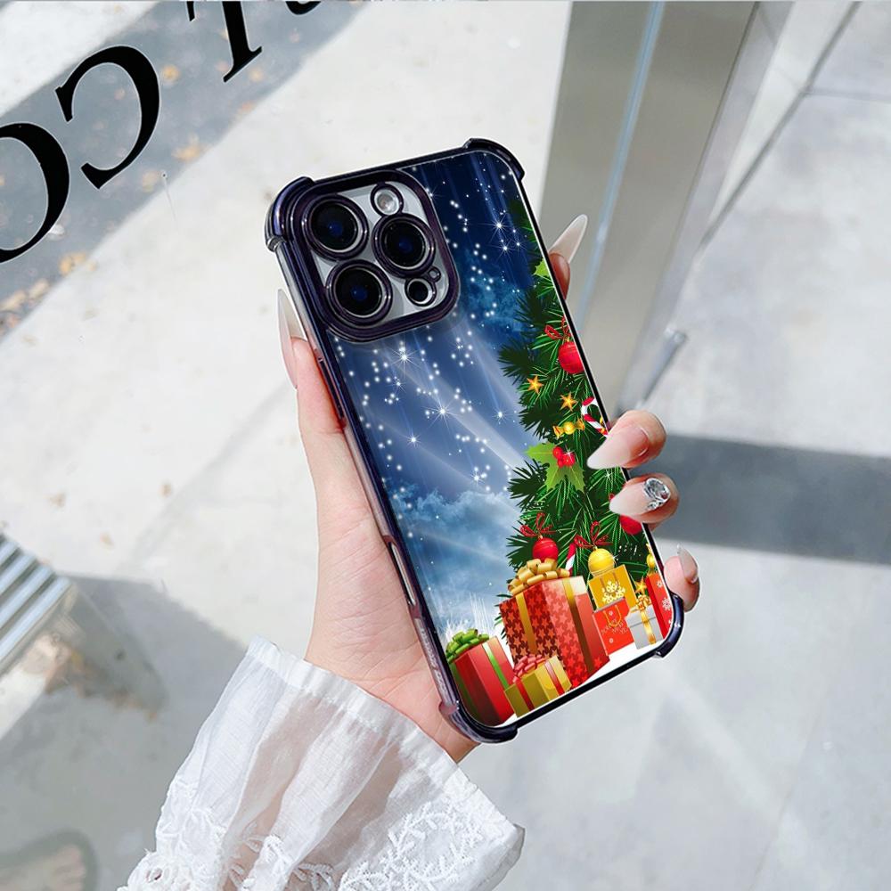 Чехлы для телефонов Ae111 Merry Christmas design с гальваническим покрытием из ТПУ для Xiaomi 11 Lite 5G Redmi Note 13 11 Pro 12C 9S 14C Huawei с защитой на четыре угла