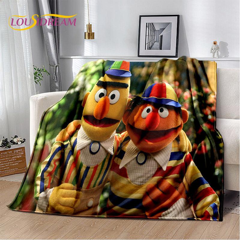 TV Sesame Street Cute Cartoon Soft Plush Blanket,Flannel Blanket Throw Blanket for Living Room Bedroom Bed Sofa Picnic Cover Kid