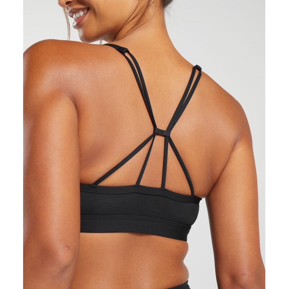 Gymshark Спортивный бюстгальтер с рюшами на бретелях, черный B6a6i Bb2j