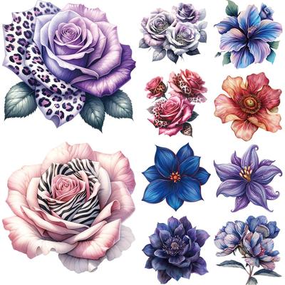 15 см Цветочная серия Термонаклейка На Одежду Индивидуальный Логотип Сделай Сам Наклейки На Одежду Футболки Толстовки Термоперенос Наклейка