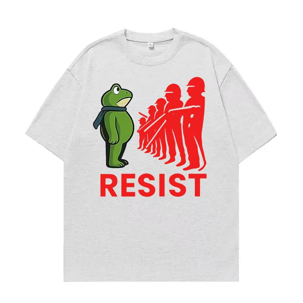 Portland Frogs Dont Obey Meme T Shirt Resist Portland Frog Resist Funny Tshirts Unisex Women Casual Cotton Oversized Tshirt