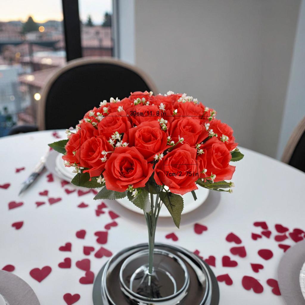 Best-Selling 18-Piece Handmade Soft Silk Artificial Rose Bouquet Modern Durable Wedding Home Decor Valentine's Day Factory