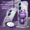 Cute 3D Rabbit Makeup Mirror Stand Plating Case For Huawei Honor 50 Pro 90 Lite 60 SE 20 30 Nova 9 11 5t 3 3i Protect Back Cover