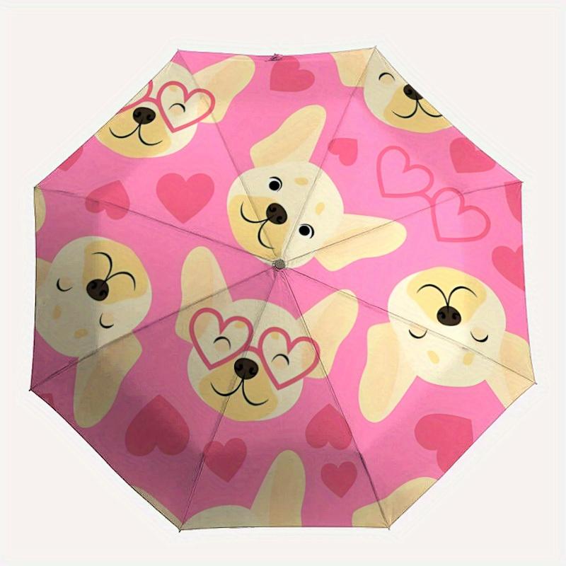 1pc Cute Dog Pattern Automatic Folding Umbrella, Portable & Foldable Design with 8 Ribs, Casual Outdoor Accessory yy250805076
