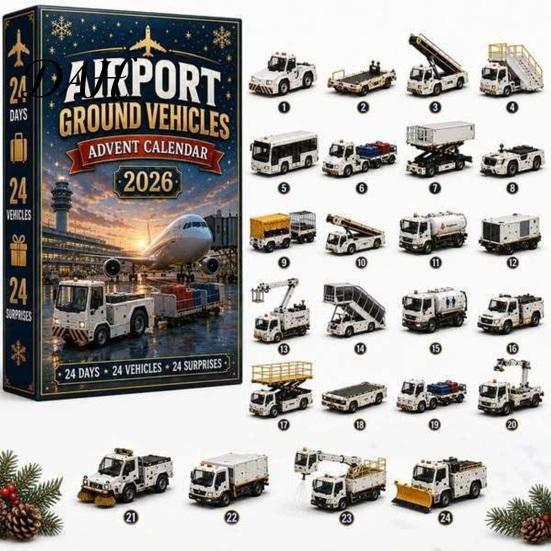 Kids Christmas Gift 2026 Transportation Advent Calendar, 24-Day Acrylic Ornament Set with Vehicle Holiday Companion Figures, Tree Hanging