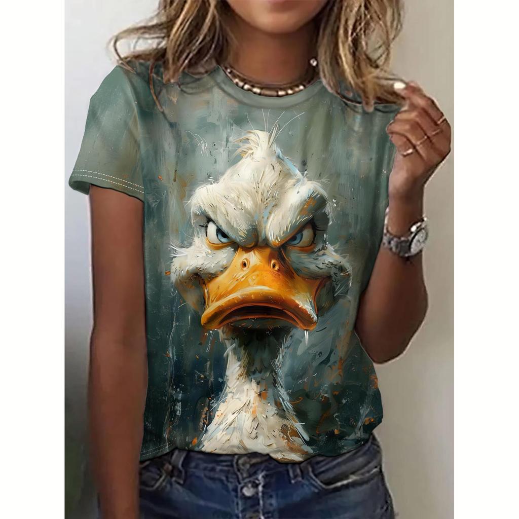 Summer Women's T Shirt Dog Print Casual Short Sleeve 3d T Shirts Fashion Streetwear Crew Neck Pullover Oversized Female Clothing