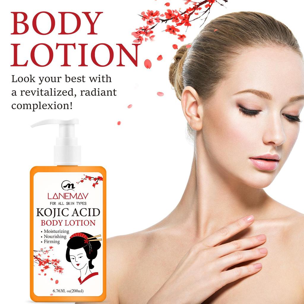 Лосьон для тела с койевой кислотой для женщин - глубоко увлажняет и питает кожу тела, мгновенно подтягивает и укрепляет кожу, 200 мл