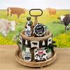 Tiered Tray Decor, Rustic Farm-House Wooden Signs Decorations For Kitchen Home Table Party Supplies, Tray Not Include