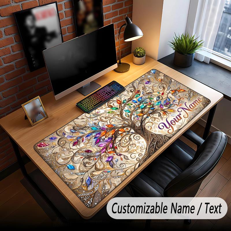 Tree of Life Theme Custom Mouse Pad Personalized With Name Text Customized Desk Mat For Office Home Decor