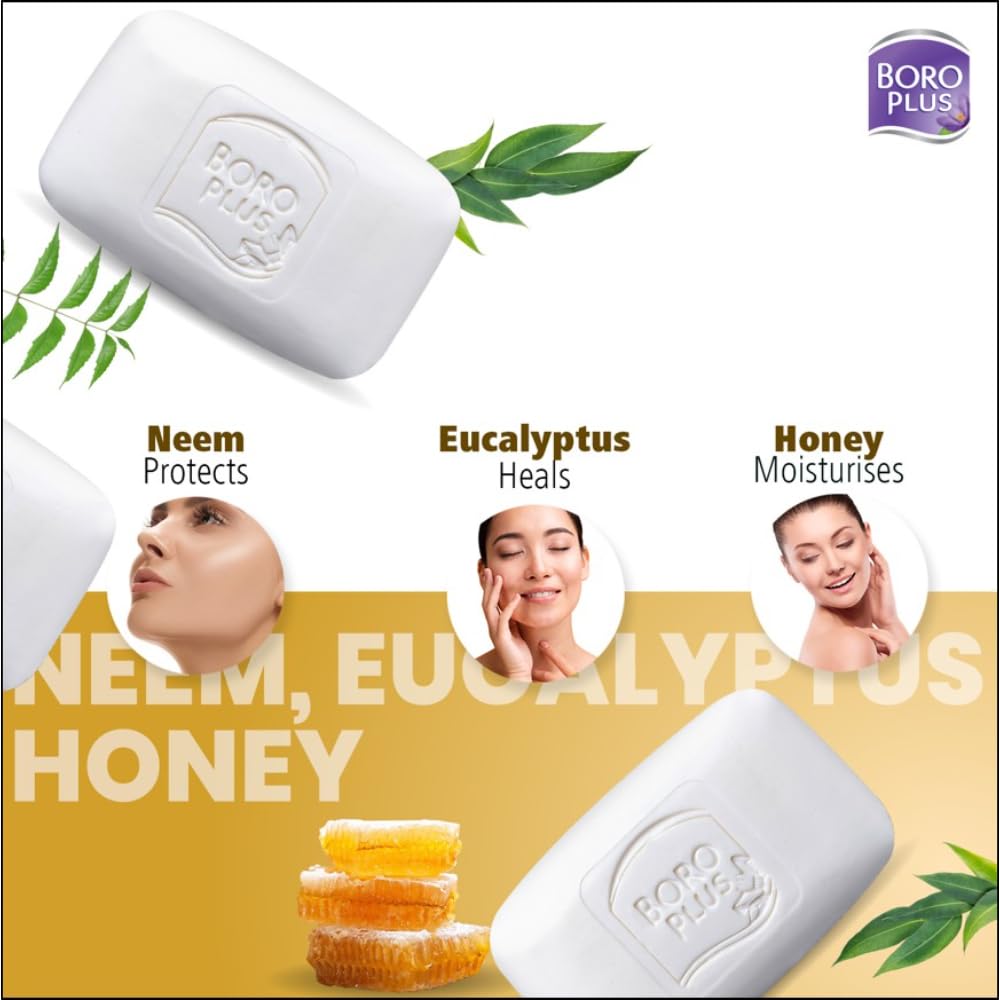Boroplus Antiseptic Moisturising Bathing Soap With Neem Eucalyptus Honey 125G X 6 For Soft Smooth Skin