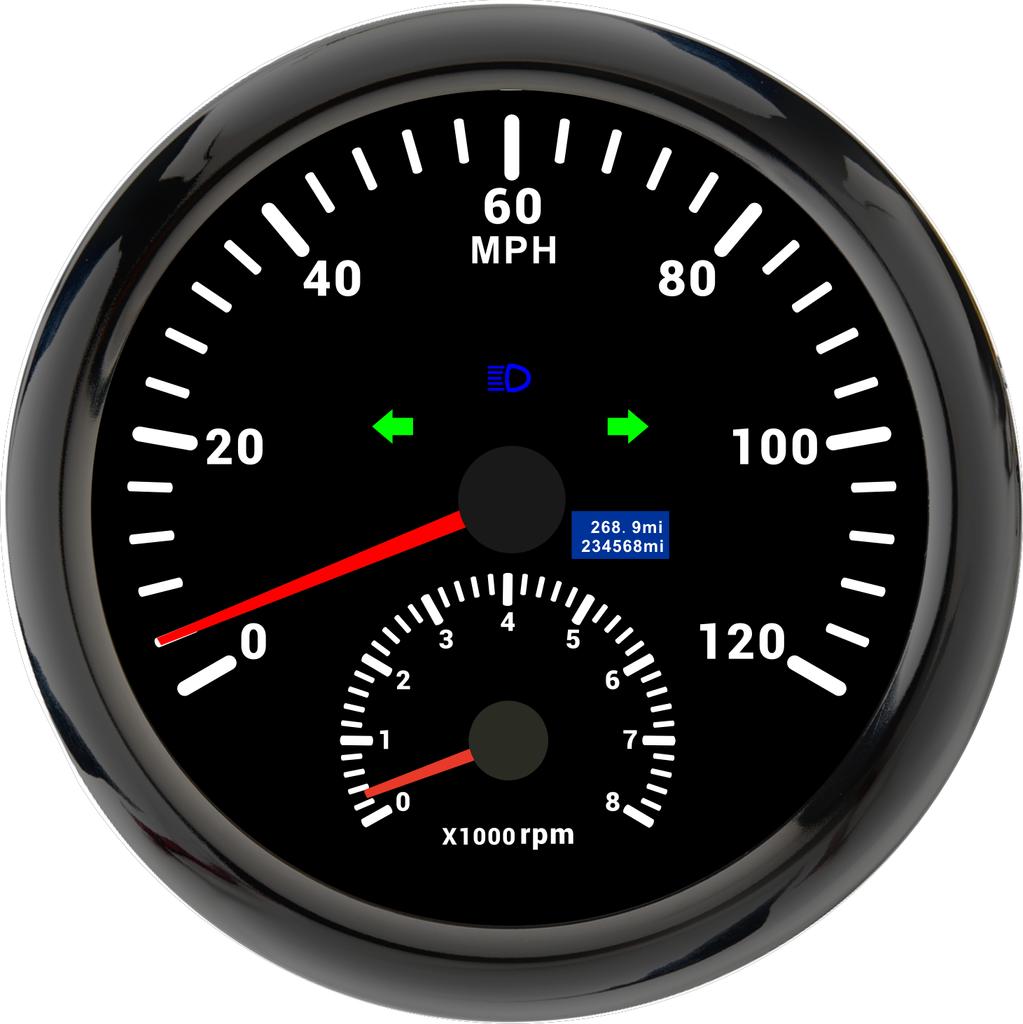 110 мм автоматический спидометр тахометр 2 в 1 цифровой датчик скорости с GPS антенной 0 ~ 8000 об / мин автомобильный одометр об / мин тахометр счетчик моточасов км / ч / миль / ч