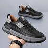 Italian Genuine Leather Mens Sneakers Antiskid Outdoor Casual Shoes Classic Lace Up Designer Shoes Luxury Comfy Tennis Masculino