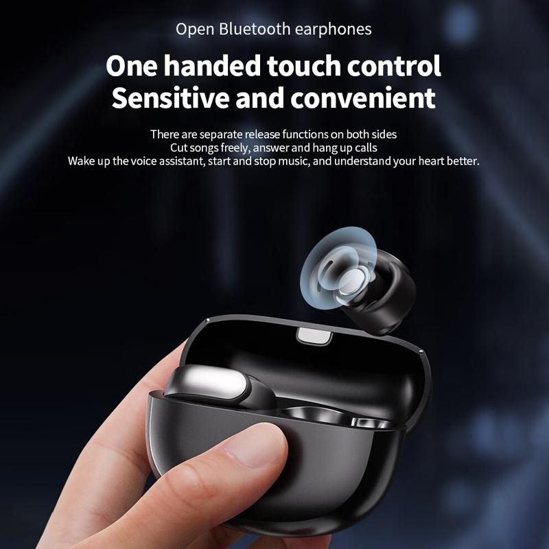 New V12 Earphones Wireless Bluetooth 5.3 Open Headsets HiFi Stereo Sport Earbuds HD Mic Call Ear Clip Headphones