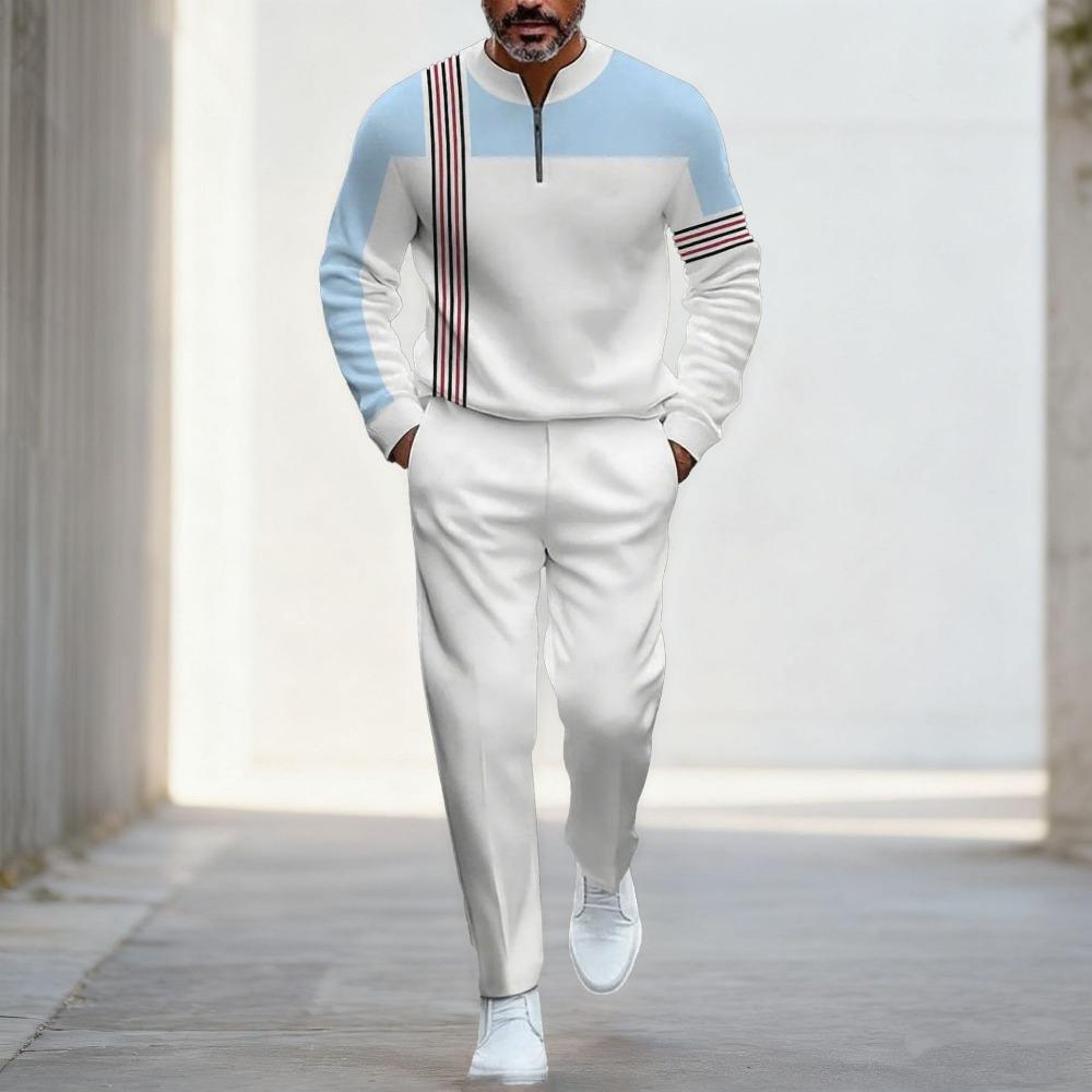 Весенне-осенняя модная уличная одежда Мужской комплект из двух предметов с длинными рукавами, на молнии до середины, со стойкой, мужская повседневная спортивная одежда