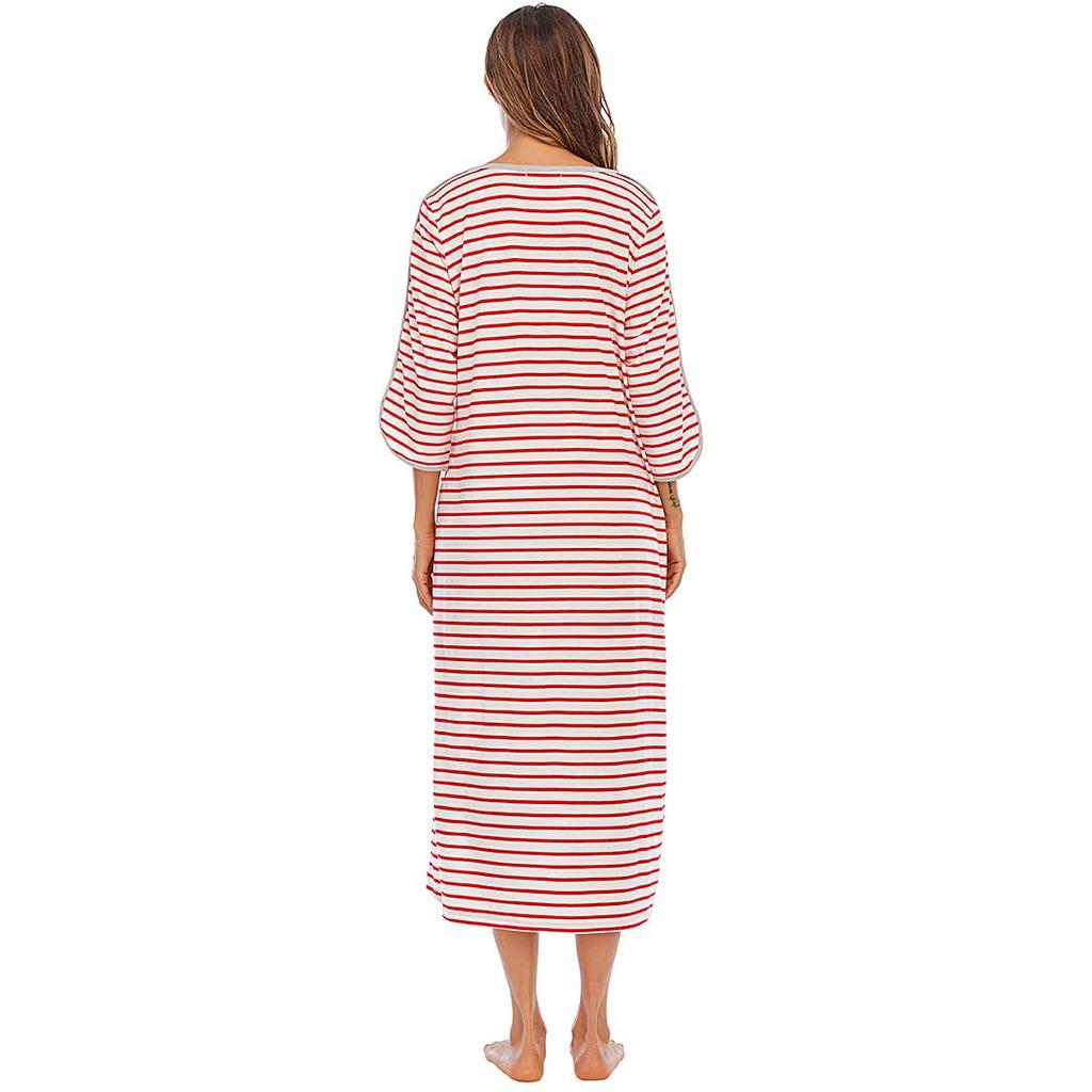 Олень Женский Халат для Беременных Пижама Родовое Платье Больничный Полосатый На Молнии Длинный Для Родов Кормления Грудным Молоком Послеродовой Ночные Сорочки