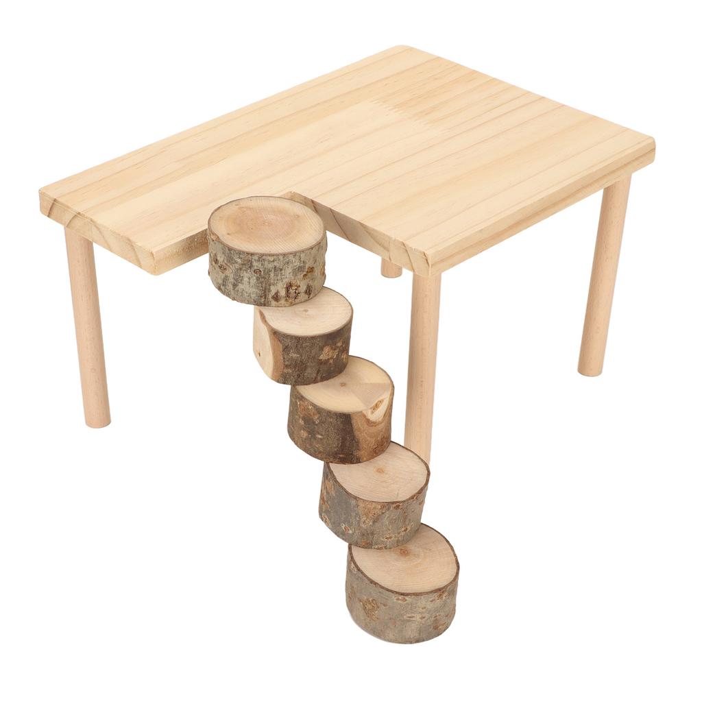 Hamster Climb Platform Decorative Wooden Small Pet Playing Activity Playground with Round Ladder
