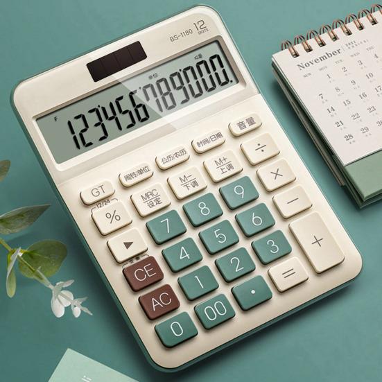 Механический калькулятор 12-разрядный Большой ЖК-дисплей Большие кнопки Легко нажимать