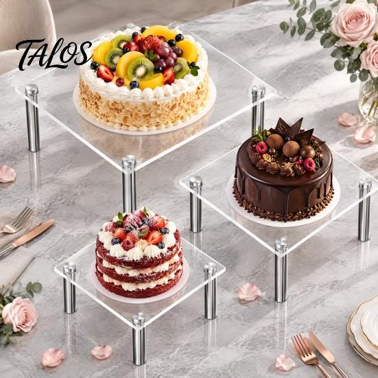 Acrylic Storage for Desserts Cake Stand, Multi-Tier Food Display Clear Cupcake Holder, Risers Figurines Adjustable Metal Support Dessert Table