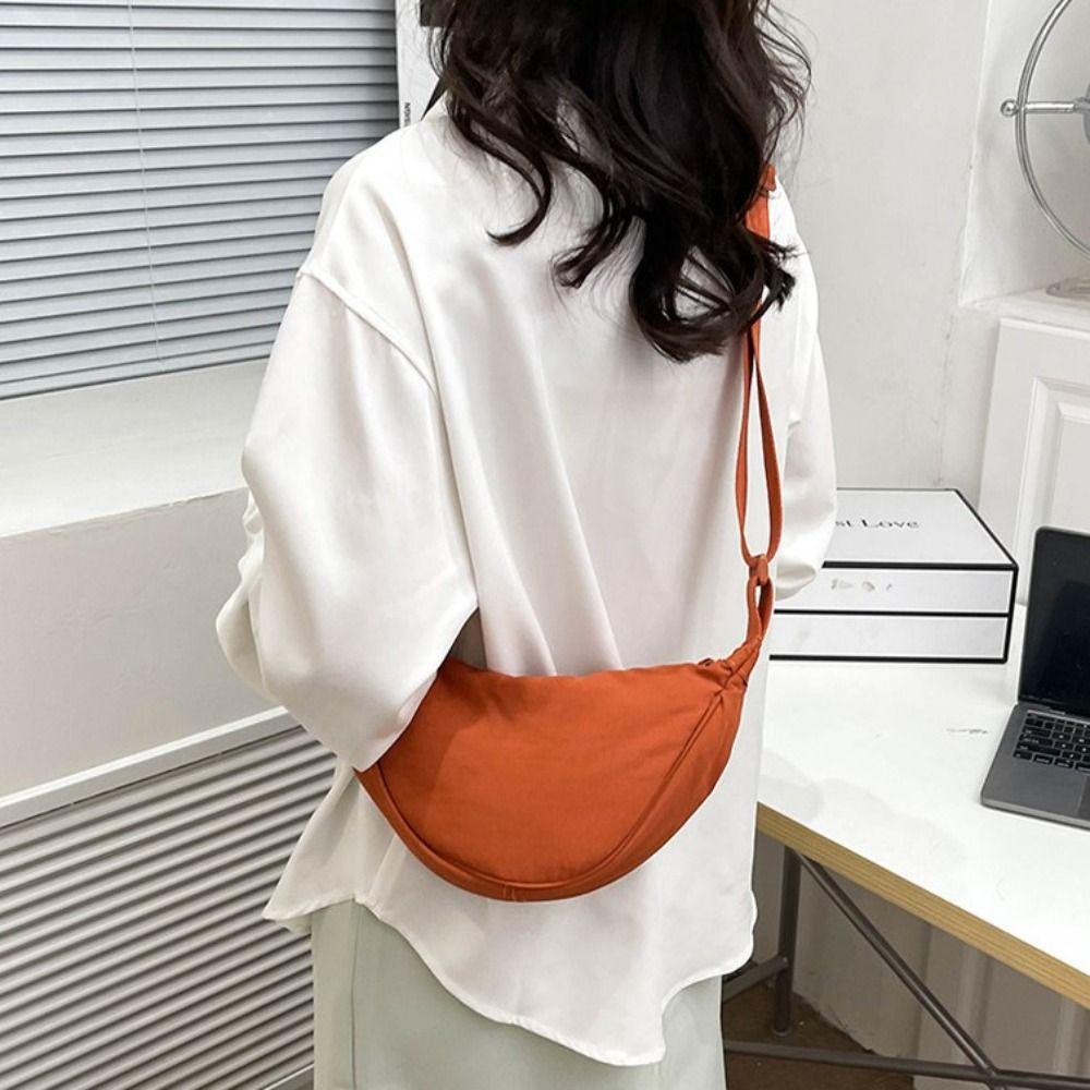 Handbag Single Shoulder Bags Underarm Bag Canvas Dumpling Bag Trendy Half-moon Bag Girls