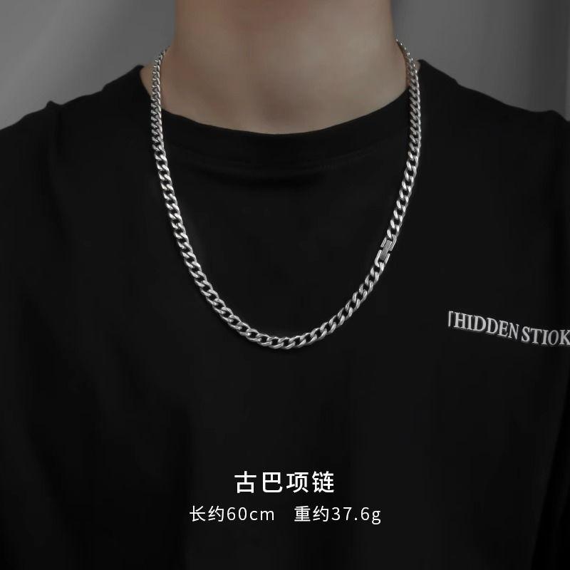 Ожерелье из титановой стали, не тускнеющее, мужское, трендовое, в стиле хип-хоп, женская кубинская цепь, универсальное, уличный стиль, трендовое ожерелье в стиле тяжелой индустрии
