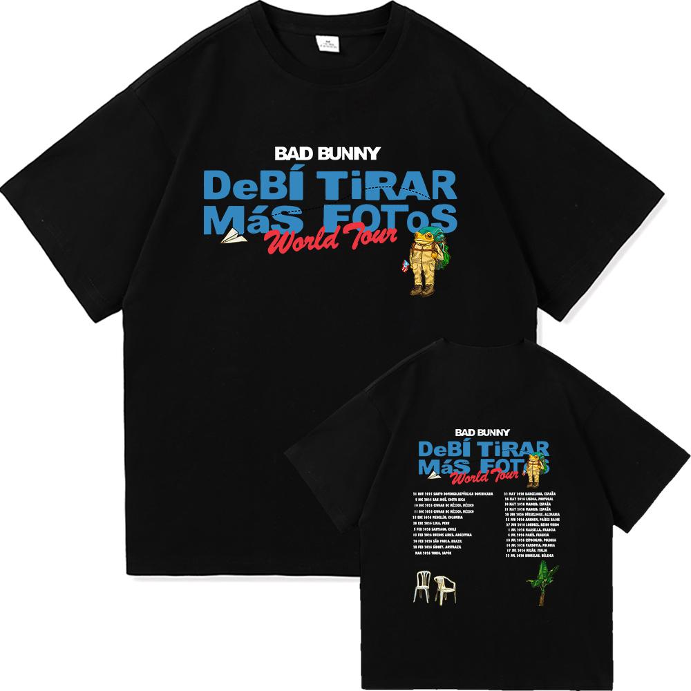 Летняя футболка Bad Rabbit DTMF World Tour 2025 Мужская Ретро Харадзюку Высококачественная Одежда Футболка из Чистого Хлопка для Фанатов