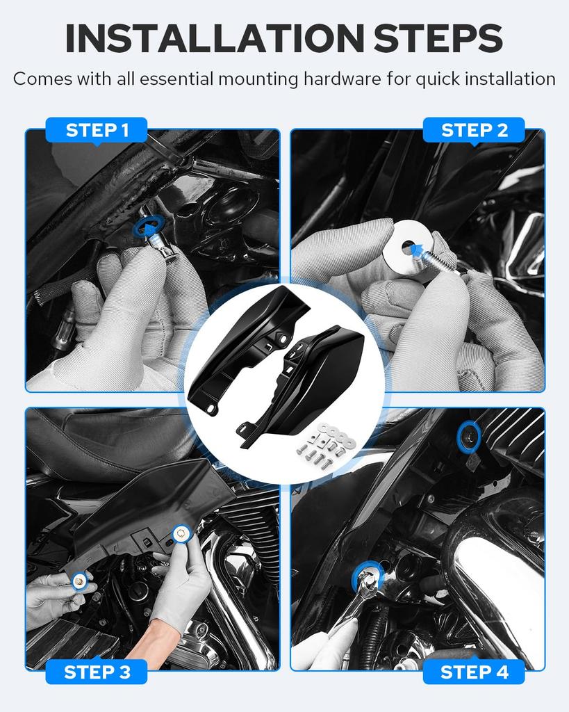 Черный Глянцевый Дефлектор Воздуха Тепловой Щит Benlari для Street Road Electra Road Ultra и Tri Glide CVO Средняя Рама 2009-2022 Harley-Davidson Touring, Glide,