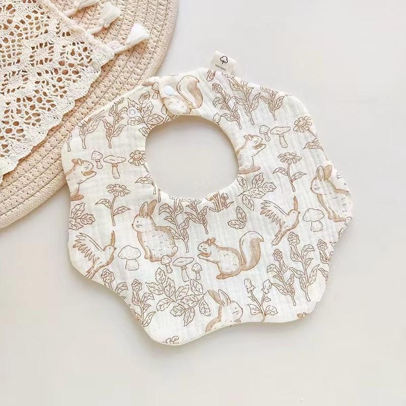Cotton Muslin Baby Drool Bibs Soft Breathable Bandana Newborn Neck Bib Soft Cartoon Print Toddler Feeding Bibs for  Boy Girl