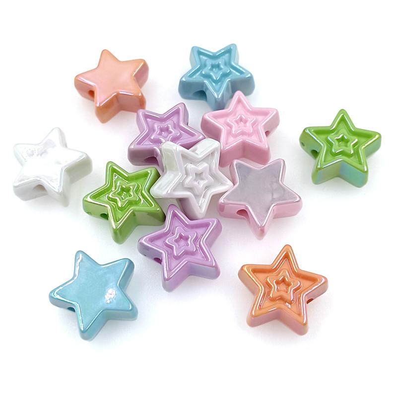 5pcs Fashion for Earrings DIY Handmade Accessories Bracelet Necklace Making UV Phantom Color Stereo Star Beads Creative Jewelry Materials Accessories