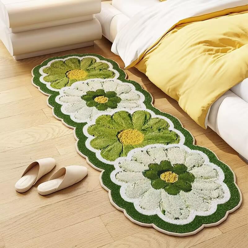 Irregular Flower Bedside Carpet Non-slip Super Absorbent Imitation Cashmere Carpet Suitable for Living Room Bedroom Entry Carpet
