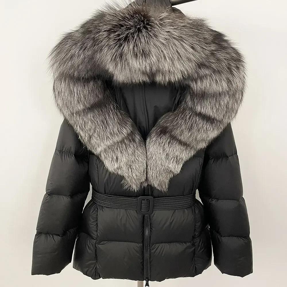 OFTBUY 2024 Белый утиный пух пальто толстый теплый 90% зимняя куртка женская натуральный мех енота лисы воротник с капюшоном женский повседневный