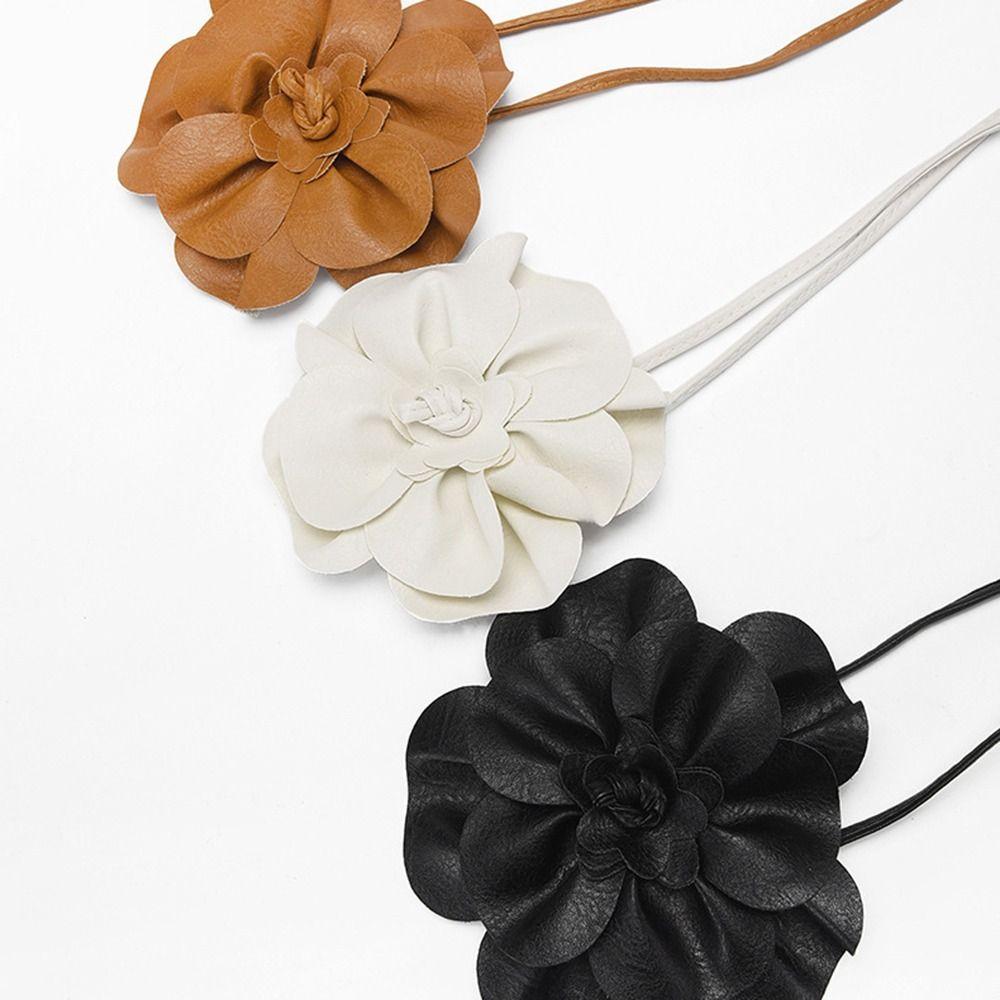 Fashion PU Leather Flower Rope Belts Decorative Luxury Floral Waist Chain DIY Waist Bands For Women Lady Girl
