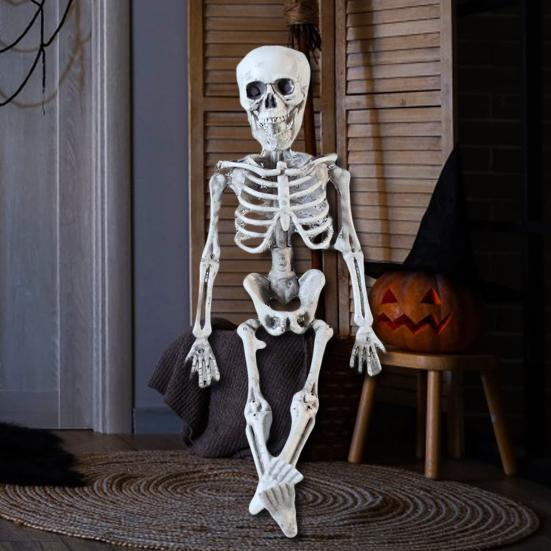 Украшение на Хэллоуин в виде скелета, реалистичная пластиковая фигурка из человеческих костей с подвижными суставами
