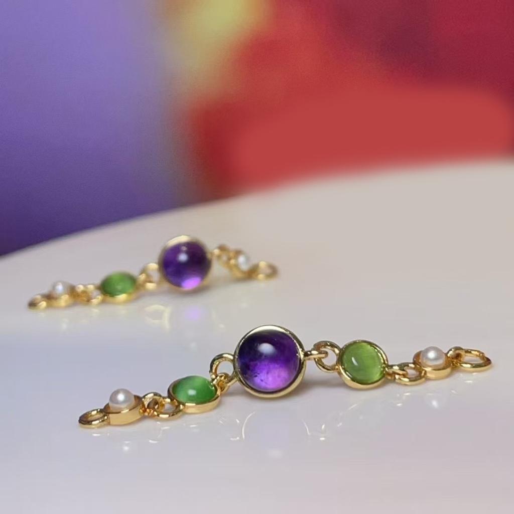 5 шт., Подвеска-кристалл для исцеления ауры, Богемные натуральные аметистовые шармы для изготовления ювелирных изделий, Аксессуары для ожерелий и браслетов, Подвесной декор 6×40 мм