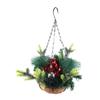 Artificial Christmas Hanging Basket Decorated with Pine Cones Ball Lights Christmas Holiday