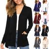 Women's Fashion Loose Casual Pocket Solid Colour Cardigan Jacket Top