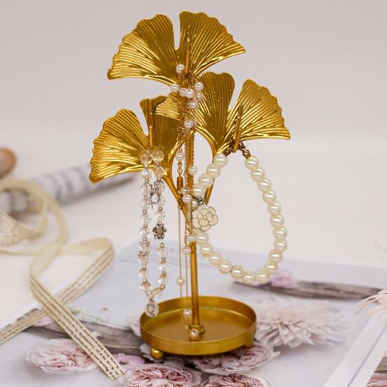 Leaf Shape Iron Jewelry Display Rack Stand Earrings Necklace Bracelet Organizer