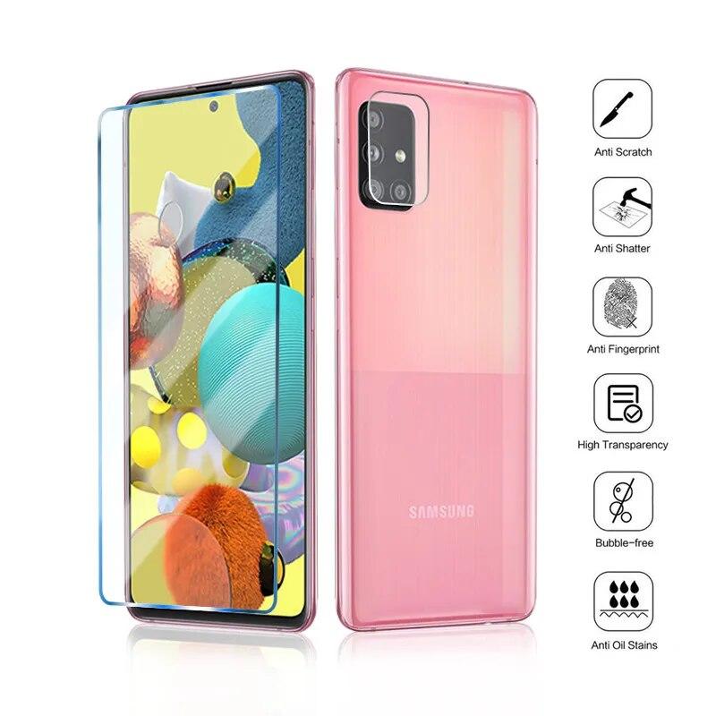 Закаленное стекло для Samsung Galaxy A52 A32 A12 A72 A53 A52S A51 A71 A22 A50 A70 A21S S21 S22 Plus S20 FE S10E Защитные пленки для экрана и пленка для линз