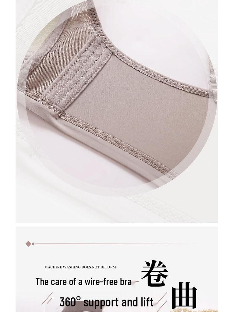 Популярный кружевной бюстгальтер на косточках для женщин среднего возраста больших размеров - Фиксированная чашка, застежка на четыре ряда крючков и петель, тонкий хлопок, собирающая поддержка.