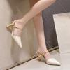 2024 новые летние босоножки на высоком каблуке в одну линию с острым носком женские туфли-лодочки