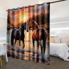 2 шт., цифровая печать на окнах Sunset Horse Stream, шторы для гостиной, люверсы, верхние шторы, спальня, офис, украшение для дома