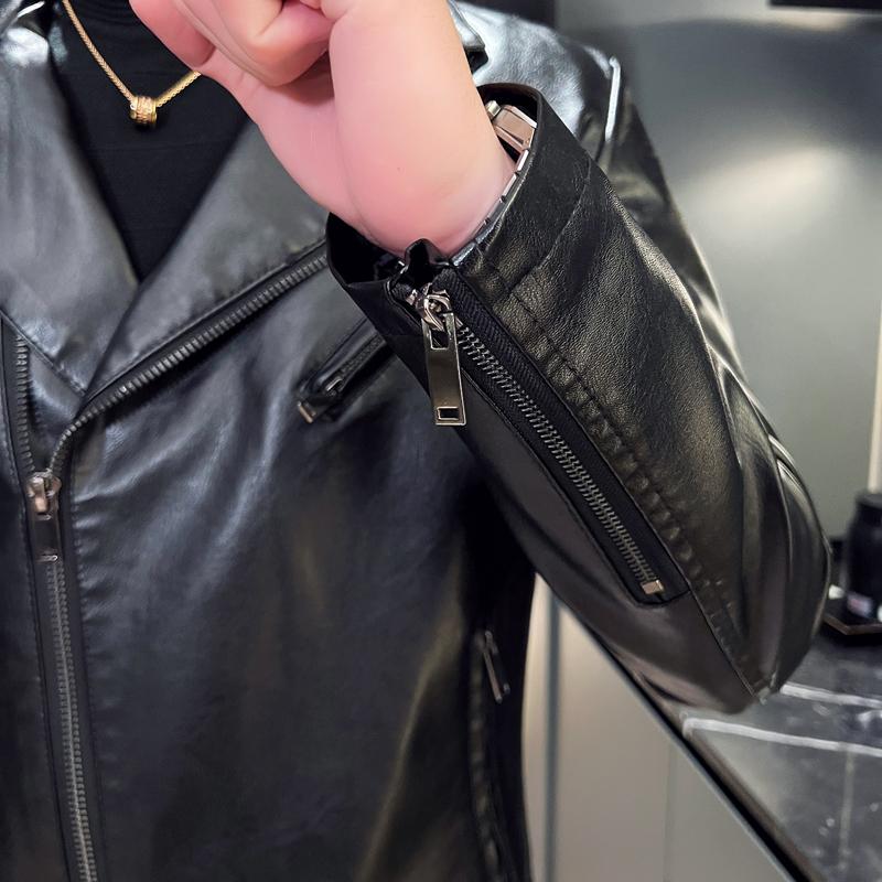 Новая кожаная куртка пилота мотоцикла, модная брендовая мужская дизайнерская мужская кожаная куртка в стиле панк с косой молнией, пальто