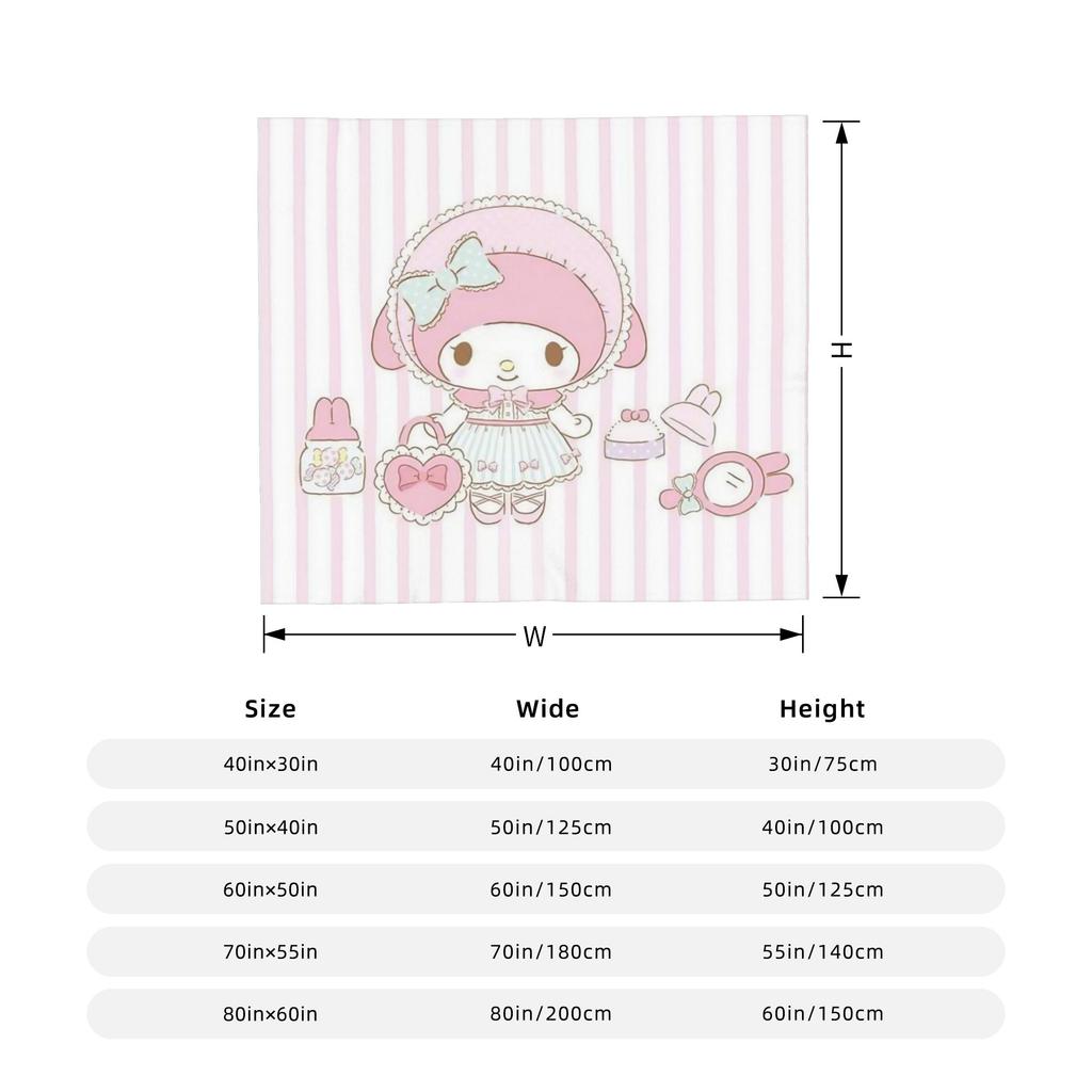 My Melody Kawaii Flannel Throw Blanket Blanket for Bed Bedroom Ultra-Soft Bedding Throws