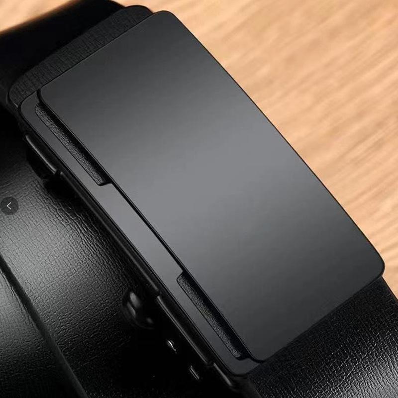 Men's Genuine Leather Automatic Buckle Business Simple Middle Aged and Young Cowhide Belt Men's Young Casual Pants Belt