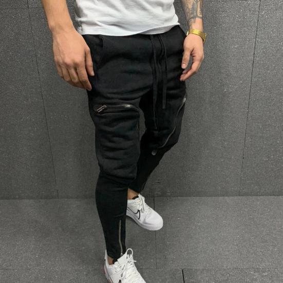 Autumn Pants Stylish Mid Waist Soft Men Pants Solid Color Drawstring Pants Autumn Pants Streetwear