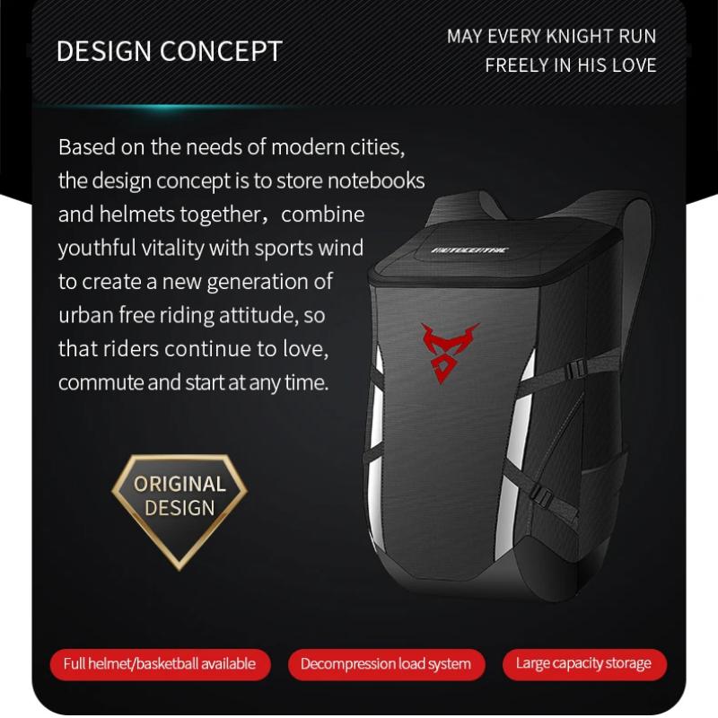 Motorcycle Backpack 28L Waterproof Outdoor Sports Riding Helmet Locomotive Backpack Business Travel Laptop Bag Multifunctional Backpack