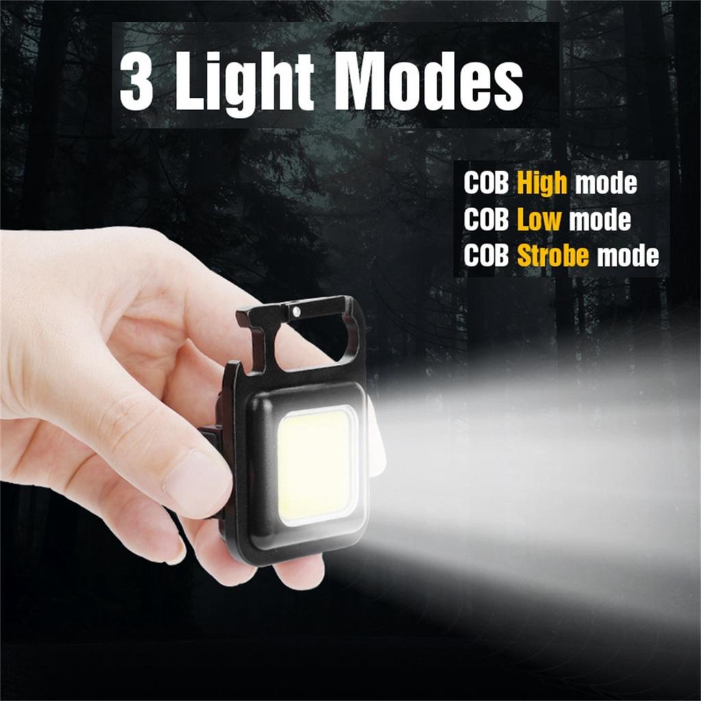 Small COB Flashlight 500Lumens Bright Rechargeable Keychain  Flashlights Portable Pocket Light For Outdoor