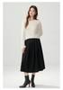 Women's Loose Knit Cashmere Sweater with Hollow Bead Lace and Floral Round Neck